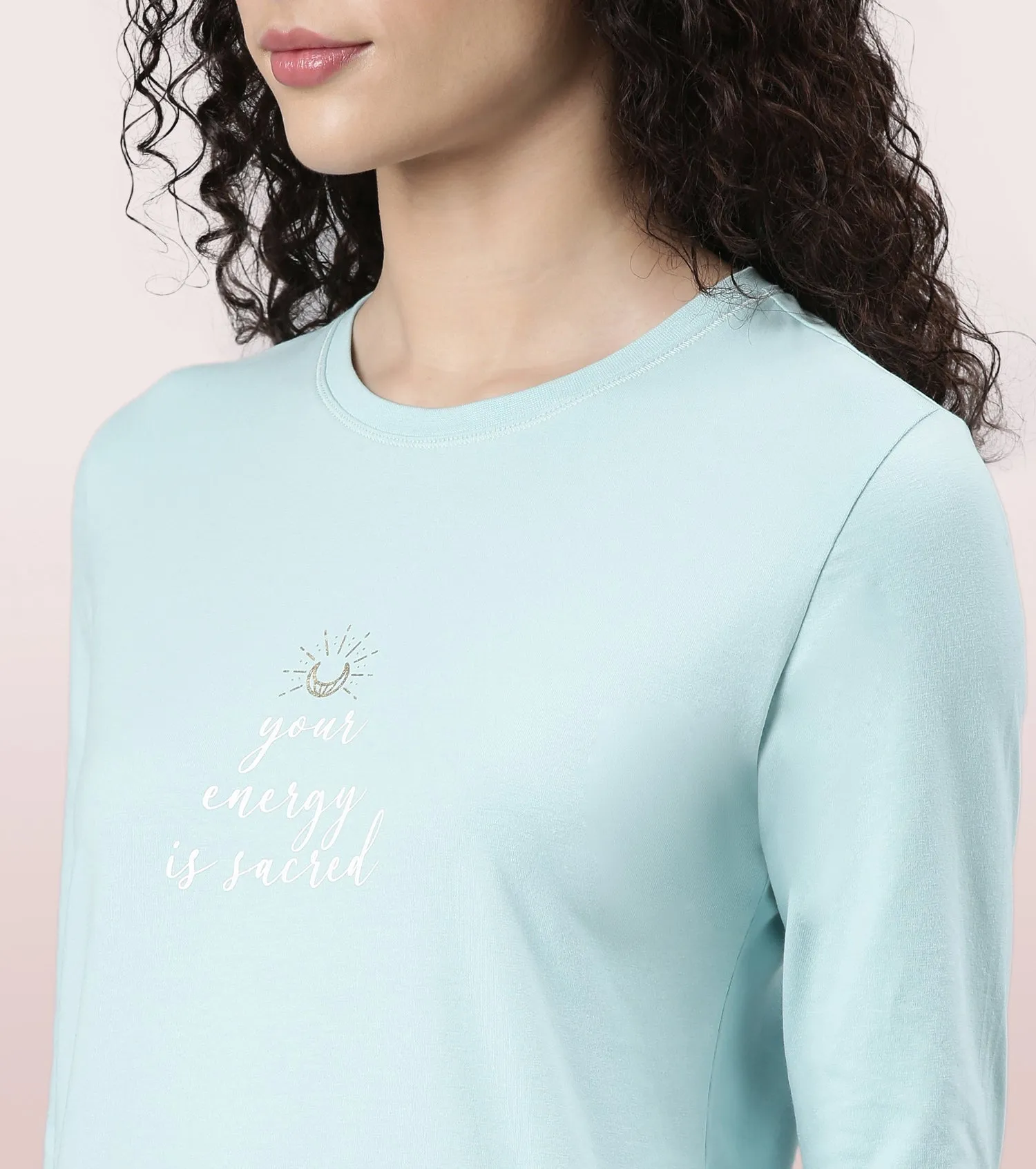 Long Sleeve Basic Crew Tee – Graphic Print | Crew Neck Basic Stretch Cotton Tee | E157