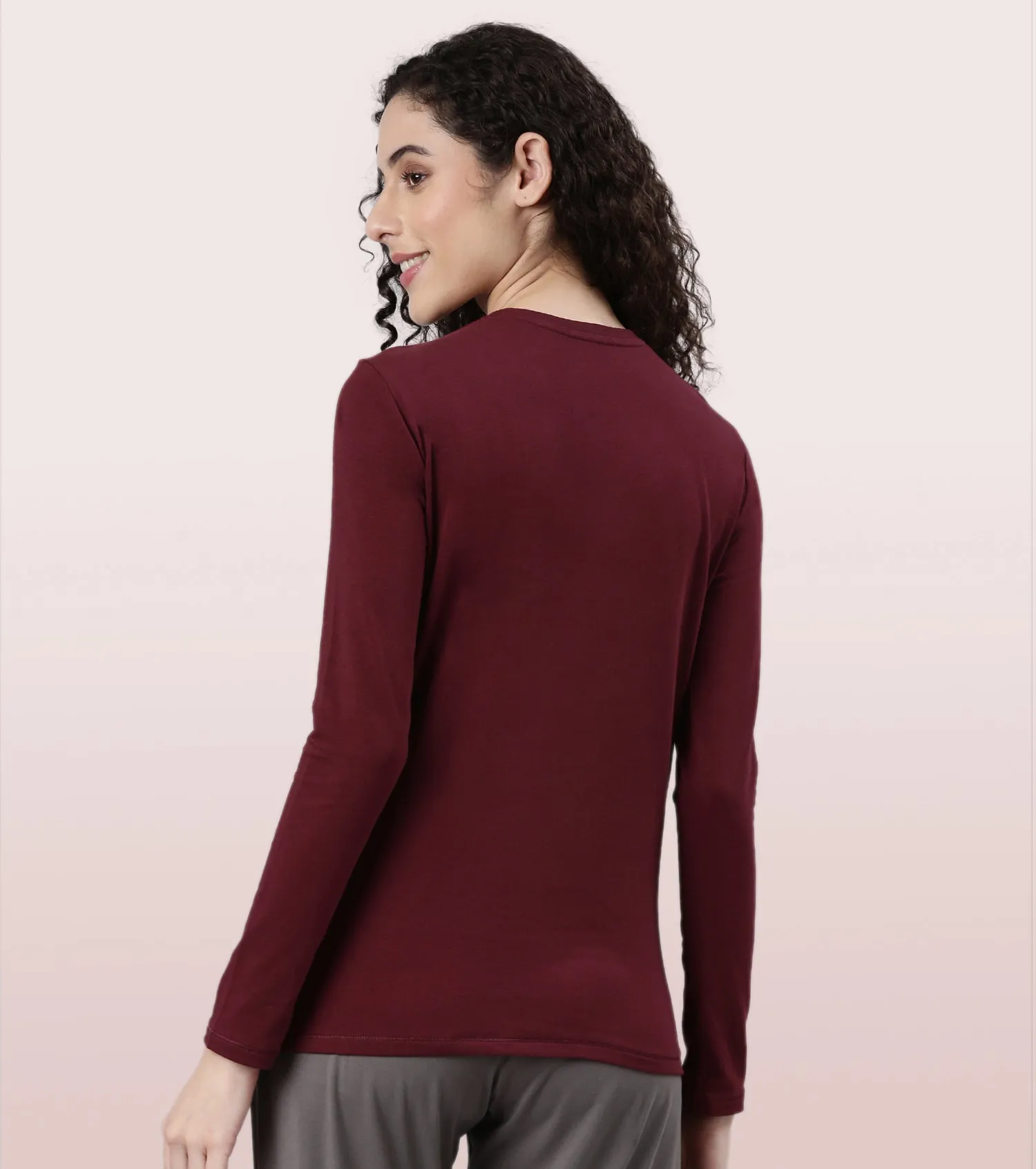 Long Sleeve Basic Crew Tee – Graphic Print | Crew Neck Basic Stretch Cotton Tee | E157