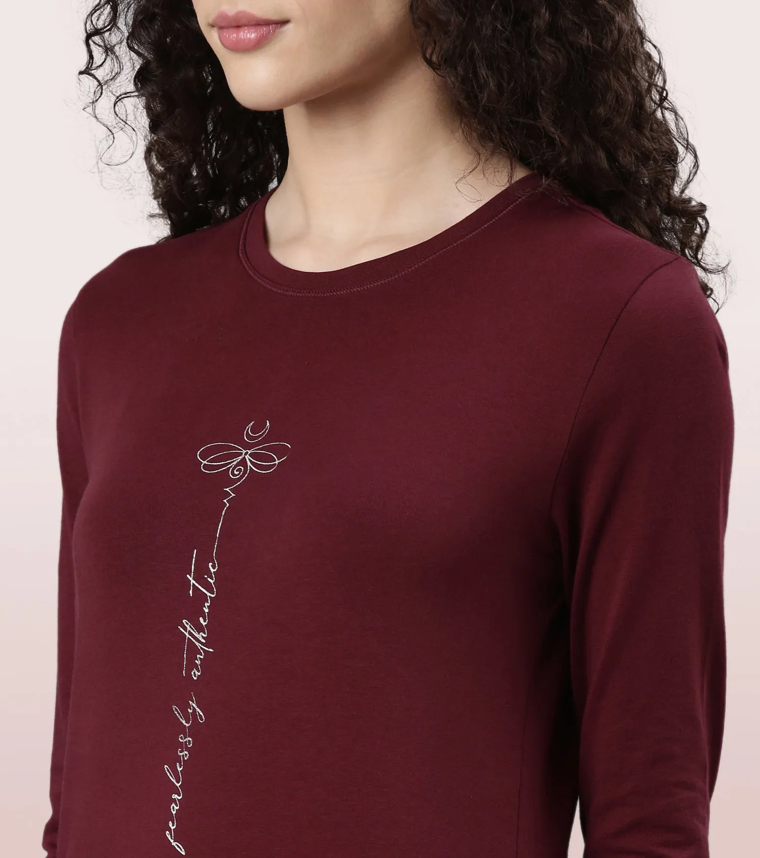 Long Sleeve Basic Crew Tee – Graphic Print | Crew Neck Basic Stretch Cotton Tee | E157