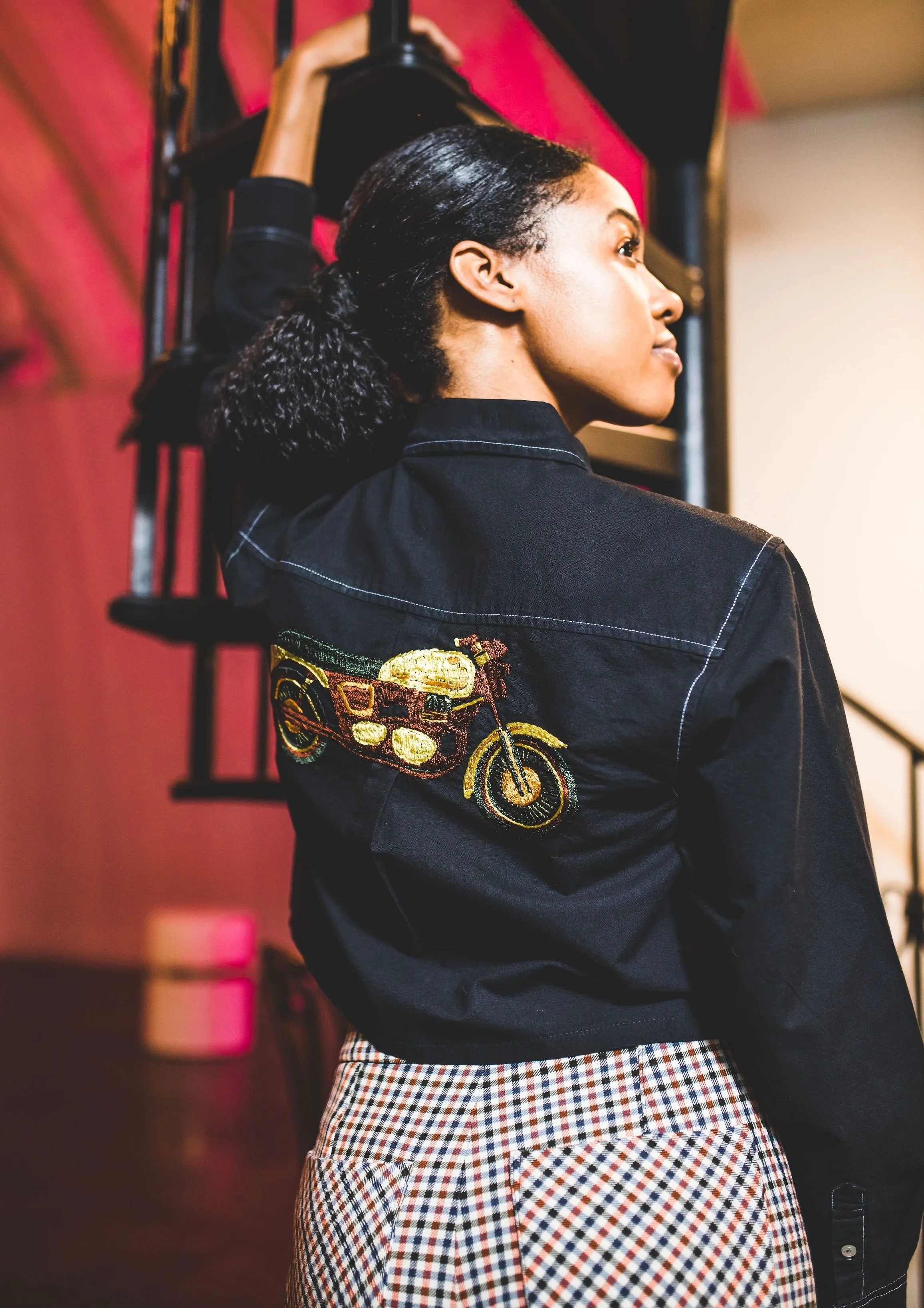 Motorcycle Cropped Button Up "Prism Collection"