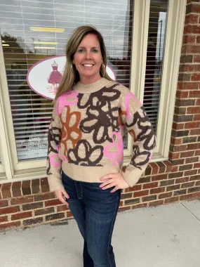 Oatmeal floral sweater