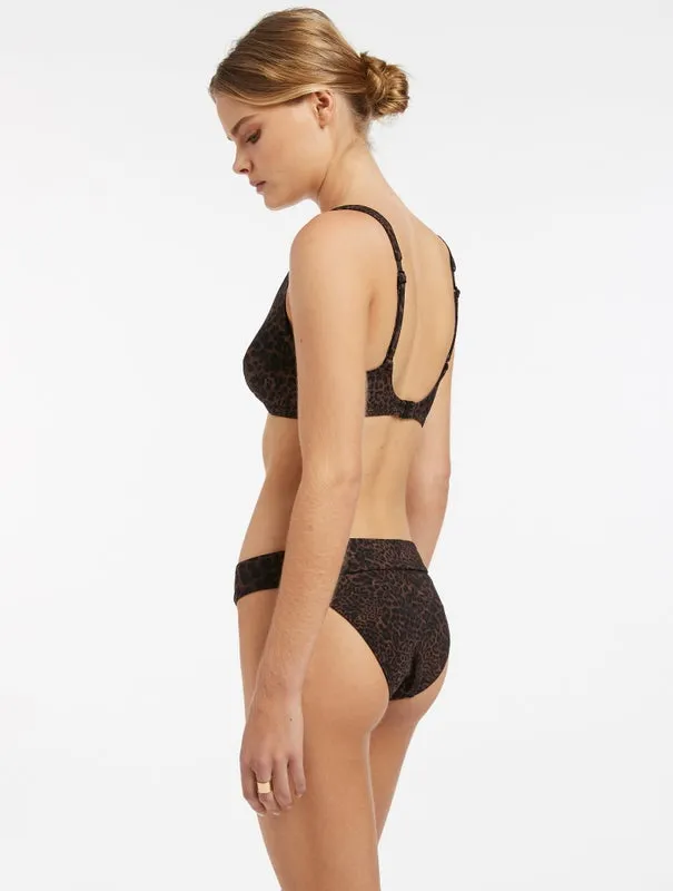 Pantera Banded High Leg Bikini Bottom - Chocolate