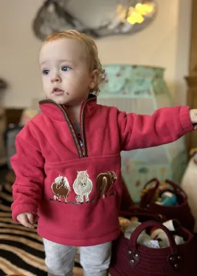 PINK PONY QUARTER ZIP FLEECE - TAN TRIM