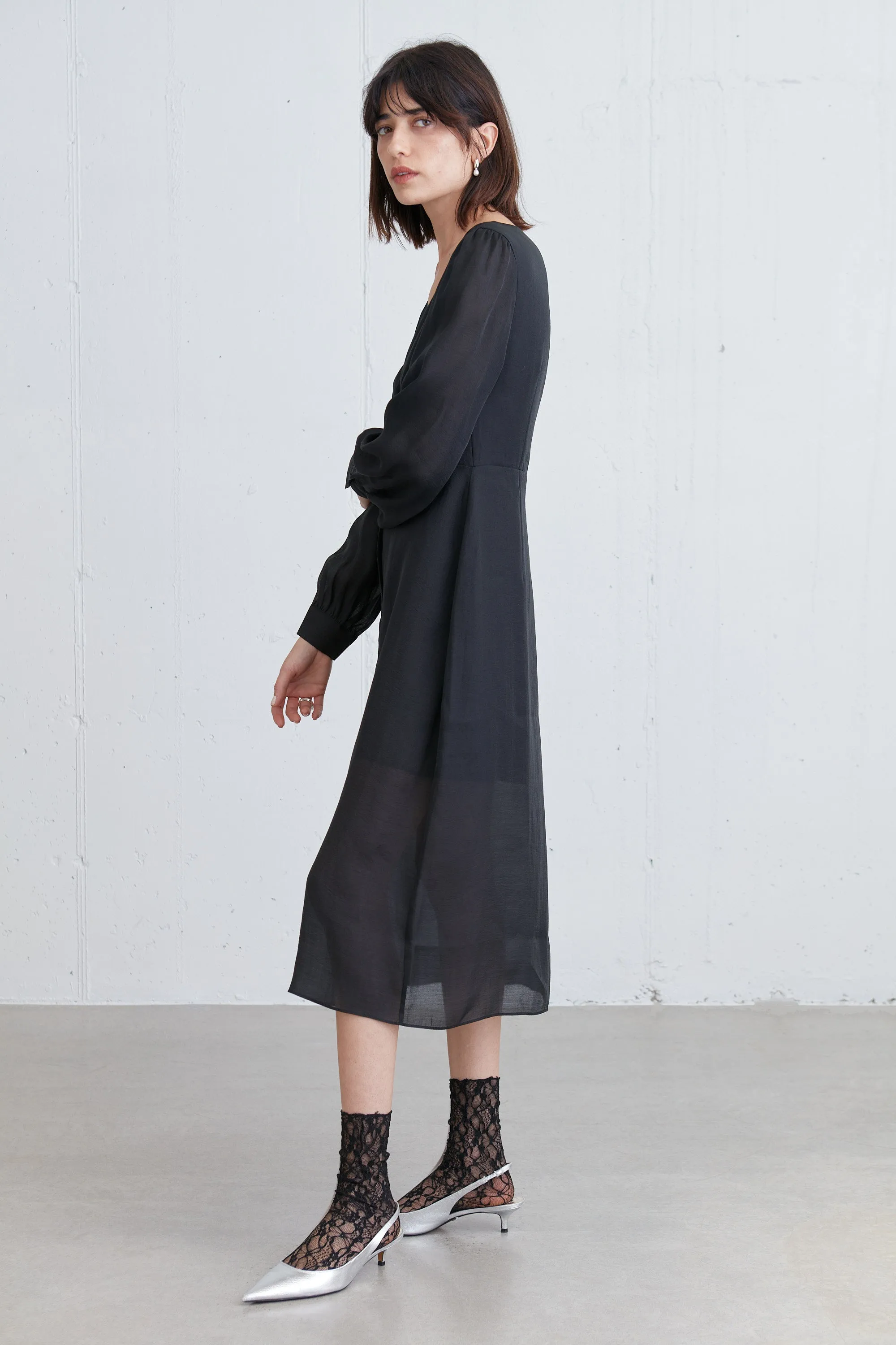 SHIRT CHIFFON MIDI DRESS