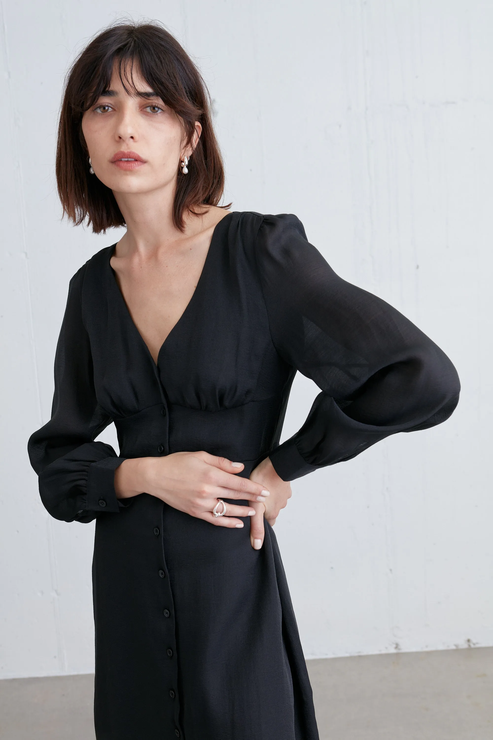 SHIRT CHIFFON MIDI DRESS