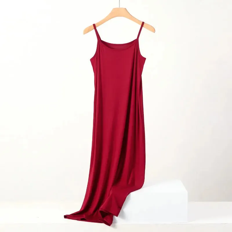 XL to 8XL Lengthen Modal Dress  Large size Spaghetti strap bottoming dresses Halter sundress Camisoles slips Inner Petticoat